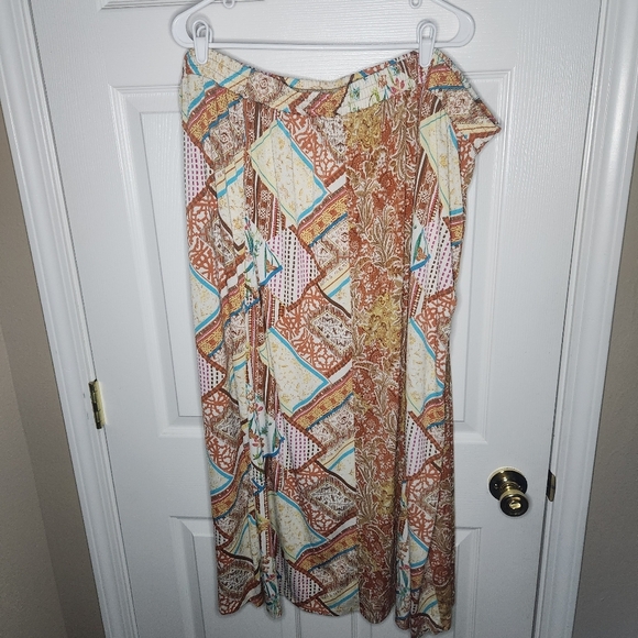 Cato Orange Yellow Pleated Maxi Skirt Resort Wear - Picture 1 of 4